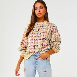 Forever 21 Multicolored Ribbed Sweater with Gold Detail